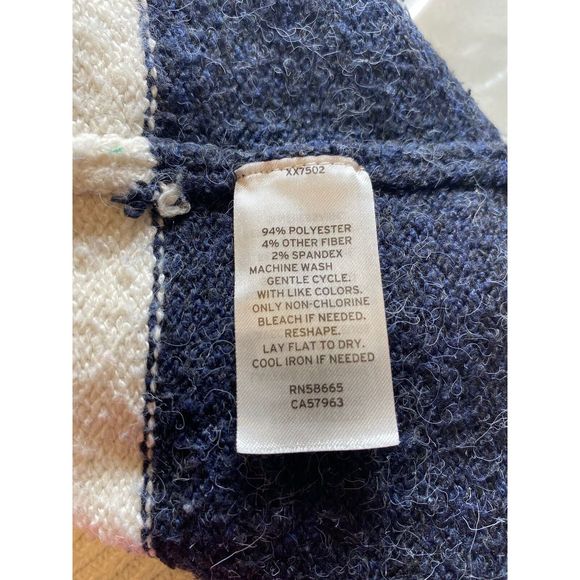 CASLON  Crewneck Sweater in White/ Blue/ Green/ Pink  Evie Stripe Large - Picture 5 of 11